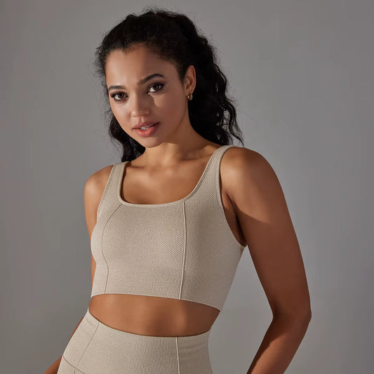 Seamless Yoga Bra Fitness Sports Bra Gym Running Shockproof Bra with Pad Workout Women Athleisure Sleeveless Crop Top Vest